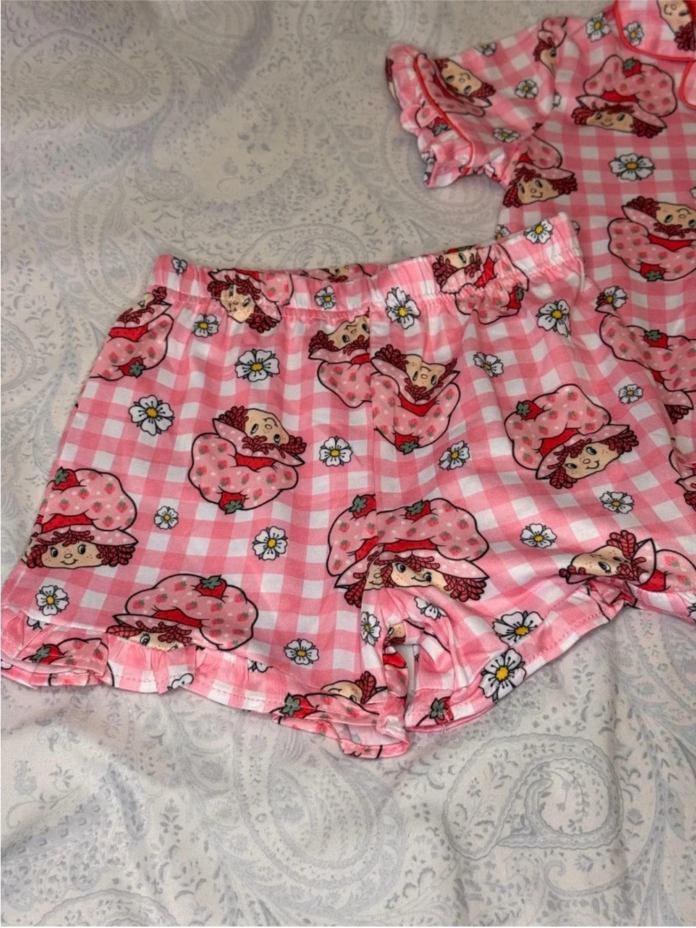 Strawberry Shortcake Pink Check Pajama Shorts Set